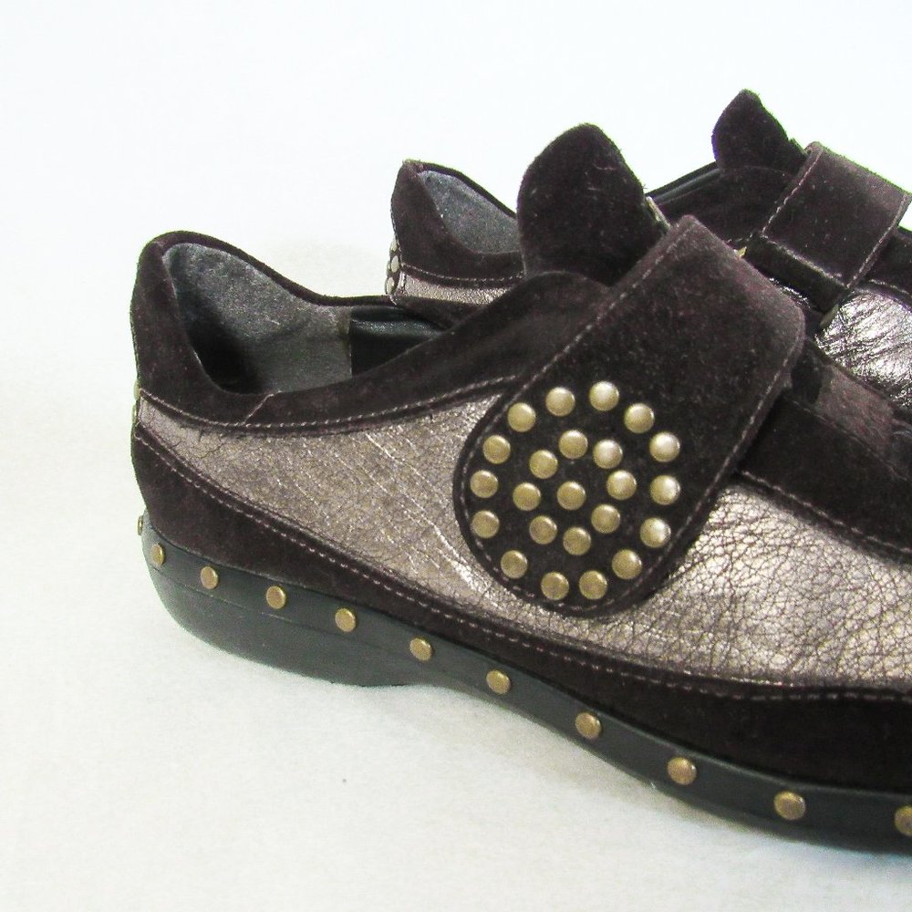 STUART WEITZMAN Metallic Suede Leather Sneakers Brown Suede Studded~MSRP $375 - Picture 12 of 15